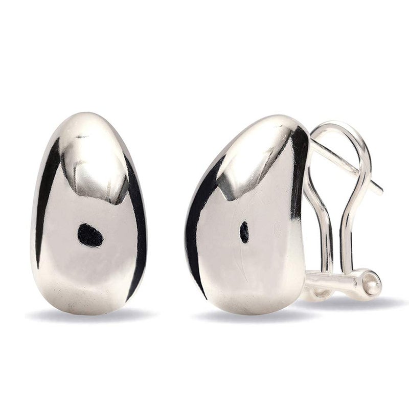 LeCalla 925 Sterling Silver Omega Back Earrings Omega-Clip Back Pierce Earrings Dome Clip On Large Omega Stud Earrings for Women - 16mm - Image 1