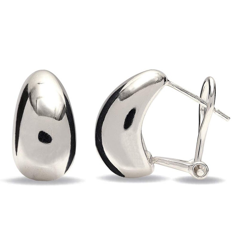 LeCalla 925 Sterling Silver Omega Back Earrings Omega-Clip Back Pierce Earrings Dome Clip On Large Omega Stud Earrings for Women - 16mm - Image 5