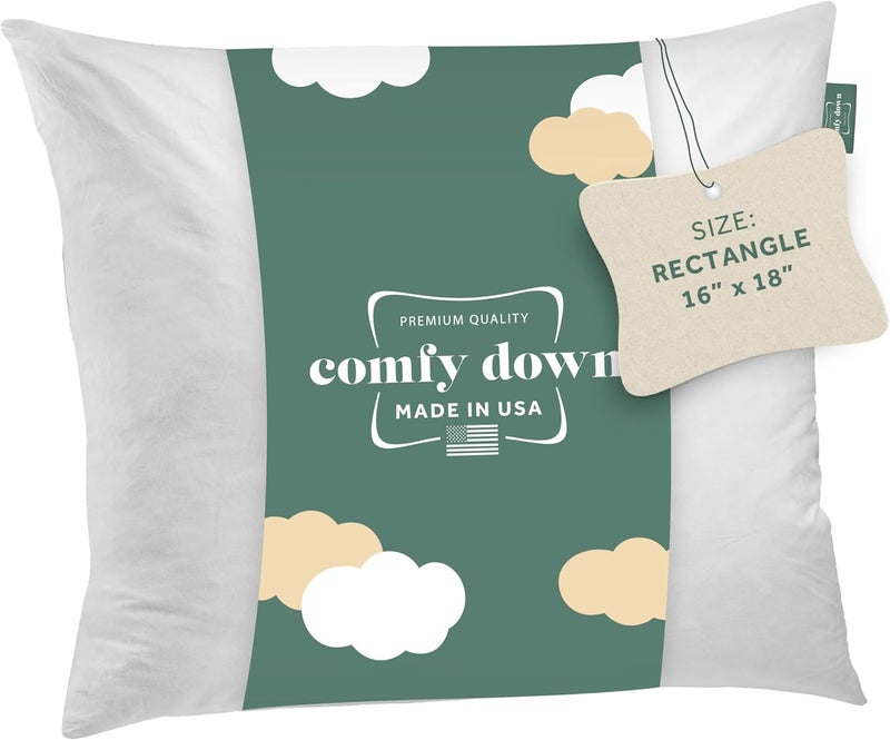 ComfyDown Decorative Throw Pillow Insert, Down and Feather Fill, 100% Cotton Cover, 233 Thread Count - Made in USA (16" x 18") - Image 1