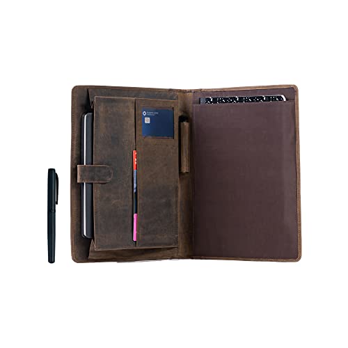 KomalC Leather Business Portfolio with Luxury Pen Business Personal Organiser Folder Full Grain Leather padfolio by KomalC (Buffalo Distressed Tan) - Image 2