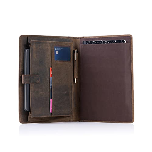 KomalC Leather Business Portfolio with Luxury Pen Business Personal Organiser Folder Full Grain Leather padfolio by KomalC (Buffalo Distressed Tan) - Image 1