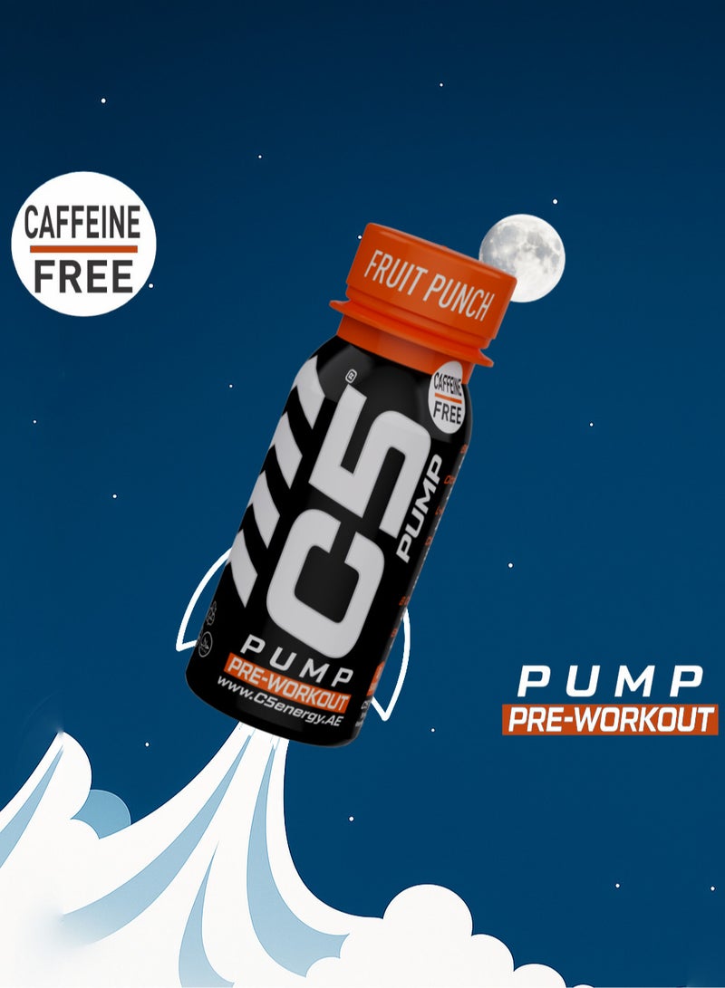 C5 PUMP Shot Pre-Workout Drink, Caffeine-Free, Sugar-Free, 80ml, With Beta-Alanine 3200mg, Citrulline 1500mg, B-Complex Vitamins (Pack of 12, Fruit Punch) - Image 4