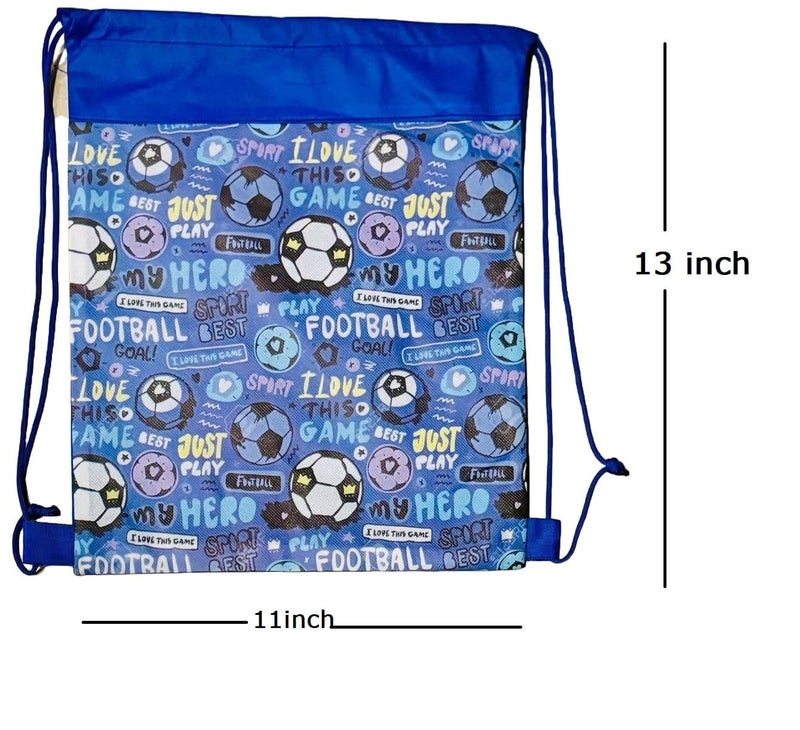 Demoda Football Print Gift Drawstring Bags Pack of 6/Birthday Return Loot Bags for Kids - Image 2