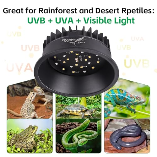 Hygger zoo UVB Light for Reptiles, UVA UVB Reptile Light Fixture with Timer LED UVB Bulb for Bearded Dragon Gecko Turtle Chameleon Lizard Snake, Adjustable Brightness UVB Lamp for Reptile Tank Accessories, Black - Image 5