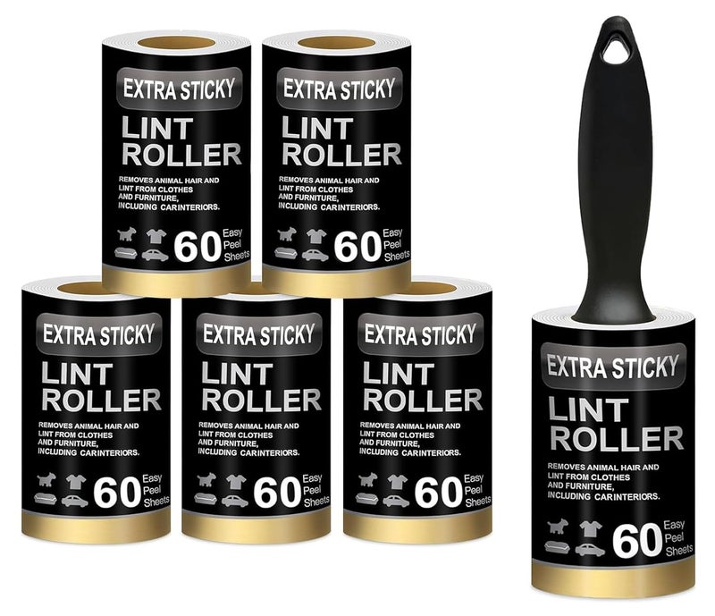 Style Keepers 300 Sheet 60Roll Lint Remover Fabric Roller Refill for Woolen Clothes Dust Remover Black Clothes Pet Hair Remover with Ball Handle to Remove Fur Clothes Lint Remover - Image 1