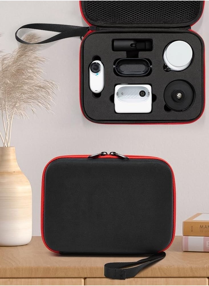 Generic For Insta360 Go3 Camera Case Hard Shell Shockproof Storage Bag Travel Carrying Case for Insta360 Go3 Camera Accesories (Black red)  - Image 3