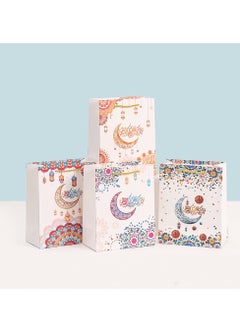 12 Pcs Eid Gift Bags – 4 Beautiful Designs, 18×23 cm Paper Bags with "Eid Mubarak" & Colorful Crescent and Lantern Motifs, Perfect for Eid, Party Favors, and Gift Wrapping