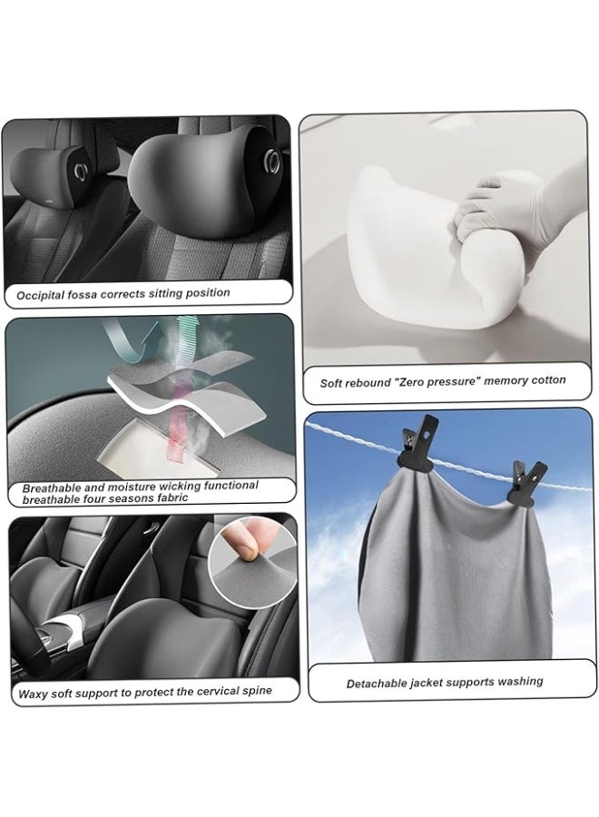 Car Lumbar Support and Neck Pillow Kit, Ergonomic Black Cushions for Back Pain Relief - Image 3