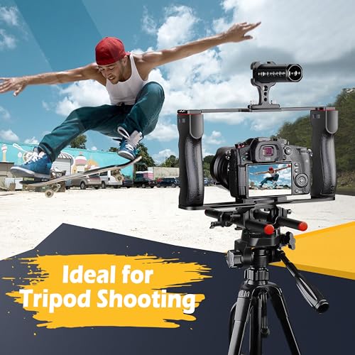 Zeadio Camera Video Rig Cage, Aluminum Filmmaking Movie Making Kit with Top Handle & Arca Type Base and Two 15mm Rod Guide, Compatible with All DSLR Camera and Camcorder - Image 3