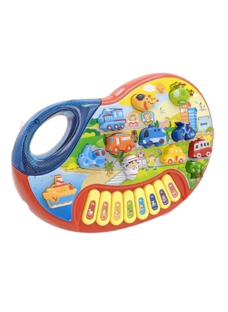 بريميم لعبة لوحة مفاتيح موسيقية تعليمية للأطفال – بيانو ملون بأصوات حيوانات ومركبات، مفاتيح تفاعلية، لعبة موسيقية تعليمية مبكرة، بلاستيك متين وآمن للأعمار من ثلاث سنوات فما فوق - Image 1