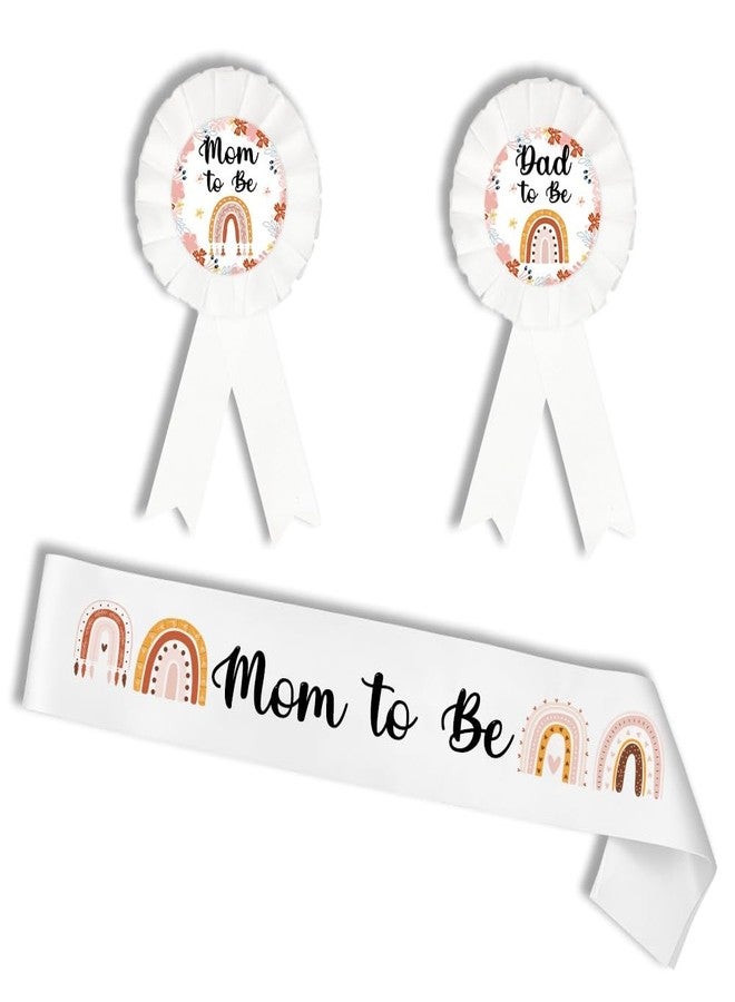 PATICARRY Rainbow Boho Theme Mom to Be Sash & Daddy to Be Tinplate Badge Pin for Baby Shower Decorations, Welcome Baby, Gender Reveal Decorations, New Mom Gifts - Image 1