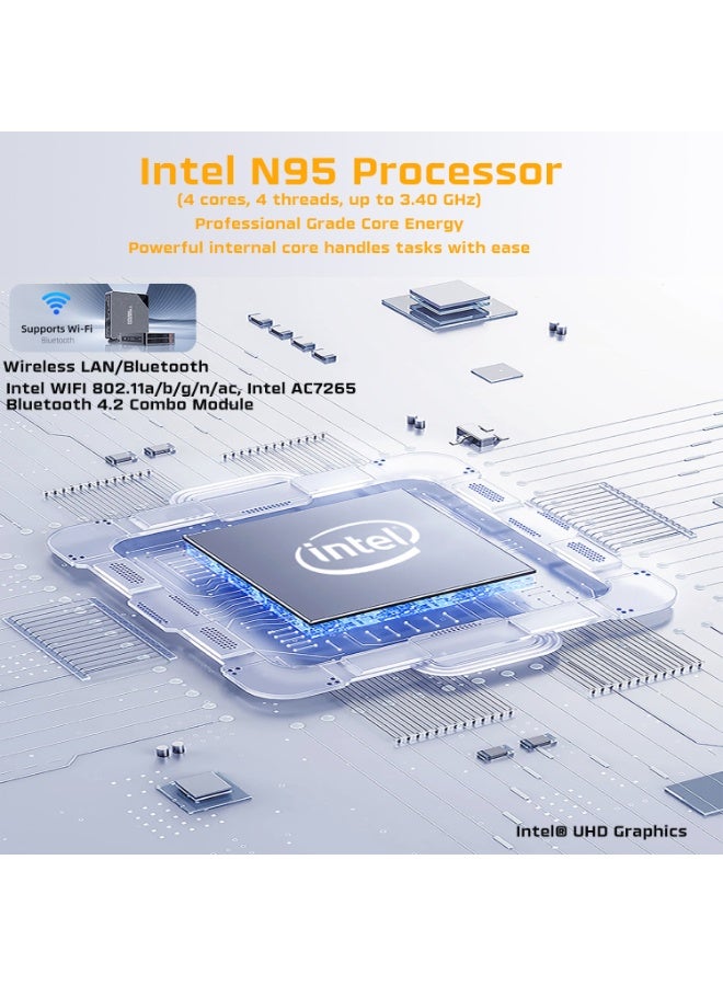 تويستيد مايندز كمبيوتر Twisted Minds TM-MPN95-256 Mini PC بمعالج Intel N95، وذاكرة RAM بسعة 8 جيجابايت DDR4 بسرعة 2400 ميجاهرتز، وقرص SSD بسعة 256 جيجابايت من نوع M.2 NGFF، وبطاقة رسومات Intel UHD، ونظام Windows 11 Pro، باللون الرمادي | TM-MPN95-256 - Image 5