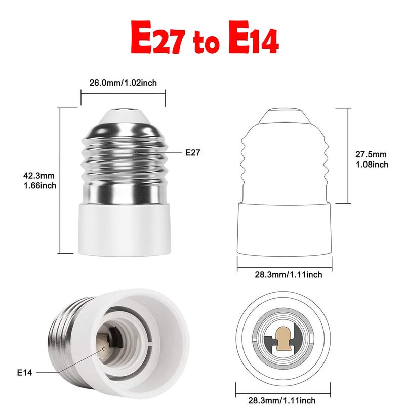 Generic E27 to E14 Bulb Socket Adapter Converter - LED Light Source - White Plastic - Indoor Use - Ceiling Mount - Minimalist Style - Image 4