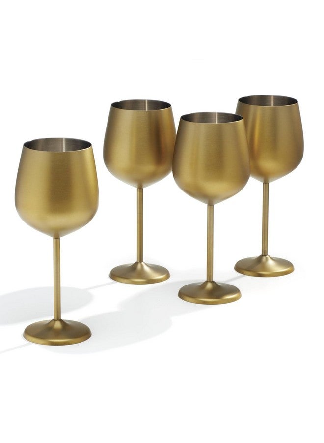 Cambridge Silversmiths 4 Piece Set of 18 oz Brushed Gold All Purpose Single Wall Wine Glasses - Image 1