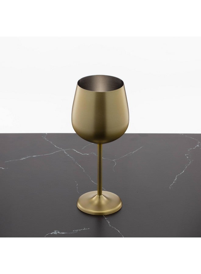 Cambridge Silversmiths 4 Piece Set of 18 oz Brushed Gold All Purpose Single Wall Wine Glasses - Image 4