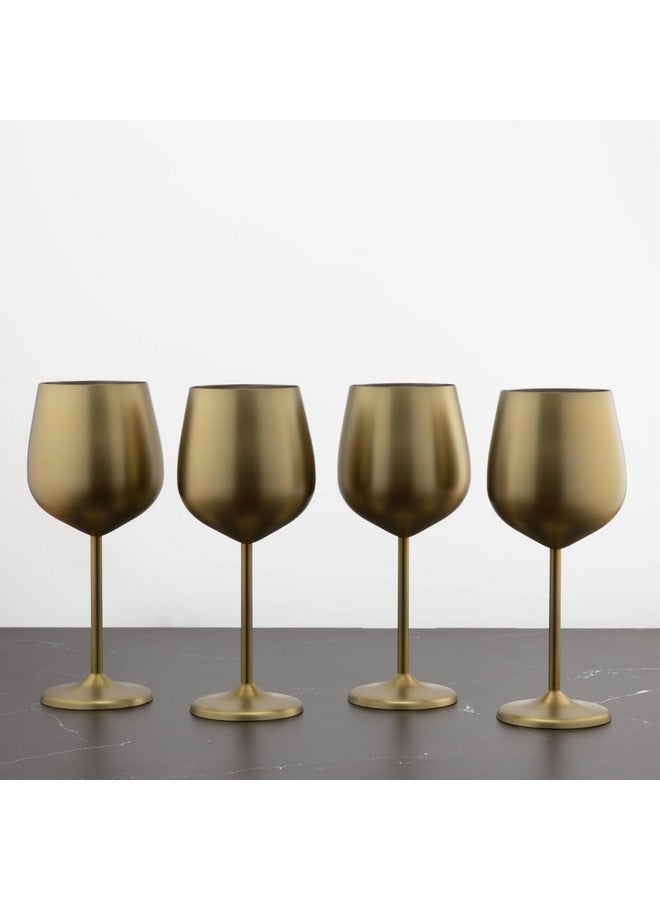 Cambridge Silversmiths 4 Piece Set of 18 oz Brushed Gold All Purpose Single Wall Wine Glasses - Image 5