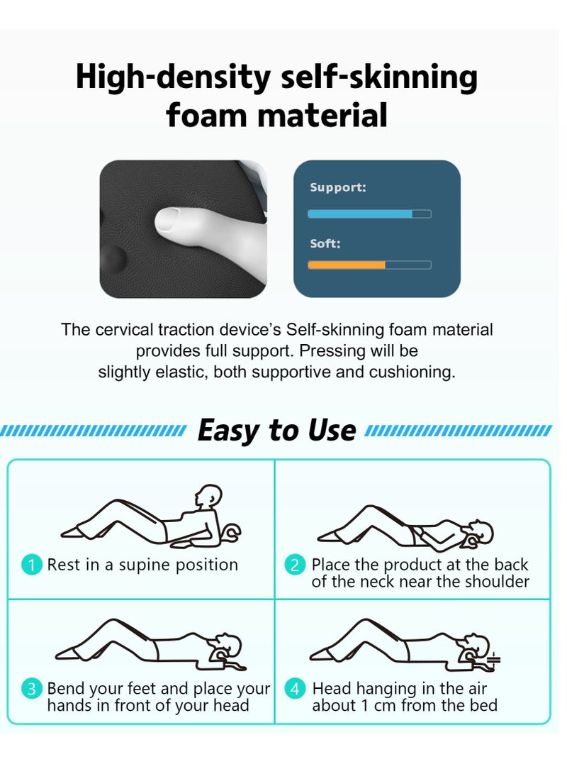 Neck and Shoulder Relaxer, Traction Orthotics Cervical Pillow, Neck Stretcher for Pain Relief, Suitable for Muscle Relax and TMJ Pain Relief (Black)