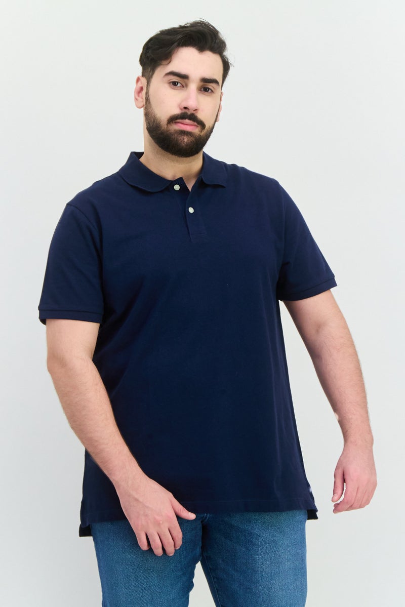 GAP Men Regular Fit Plain Short Sleeves Polo, Navy - Image 1