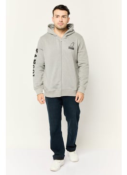 KANGOL Men Brand Logo Long Sleeve Full Zip Hoodie, Heather Grey  - Image 2