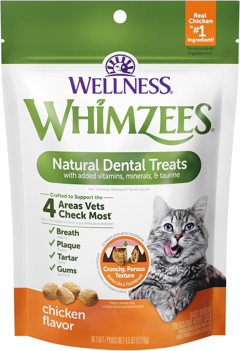 Whimzees Wellness Natural Cat Dental Treats, Chicken Flavor, 4.5 Ounce - Image 1