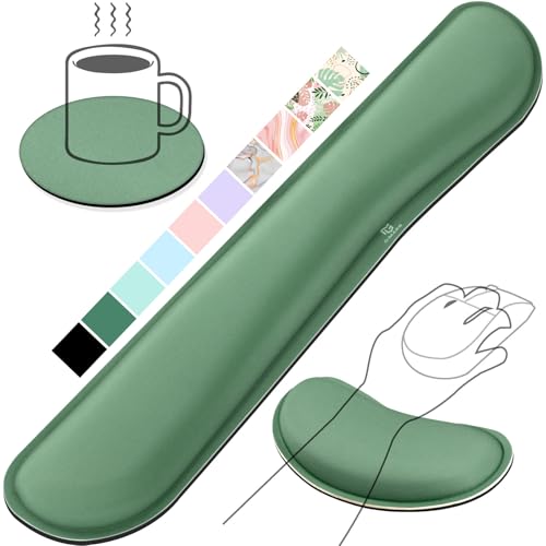 Gimars Upgrade Enlarge Silky and Superfine Fabric Gel Memory Foam Keyboard Wrist Rest Set, Ergonomic Keyboard Mouse Wrist Support for Typing Pain Relief, Comfort for Office, Gaming, Computer - Image 1