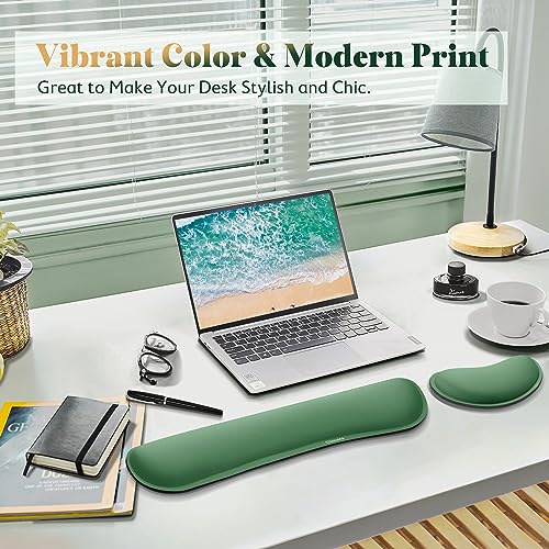 Gimars Upgrade Enlarge Silky and Superfine Fabric Gel Memory Foam Keyboard Wrist Rest Set, Ergonomic Keyboard Mouse Wrist Support for Typing Pain Relief, Comfort for Office, Gaming, Computer - Image 2