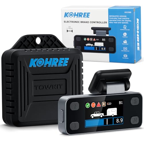 Kohree Upgraded Trailer Brake Controller Kit, Split Design, LCD Screen, Smart Chip, Proportional Braking, Electric Brake Controller for Trailers with 1-4 Axles - Image 1