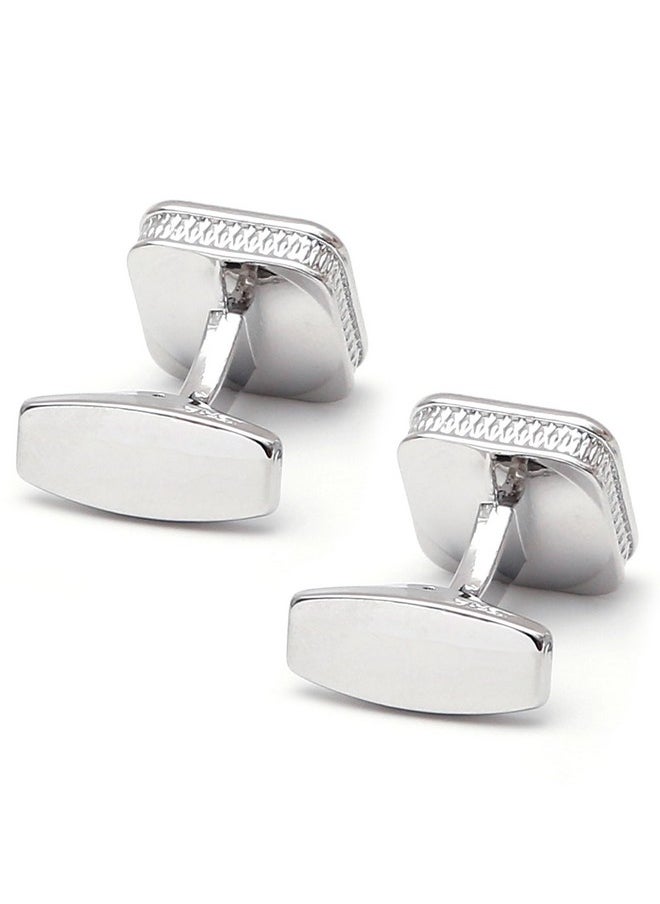 Jonwo Silver Natural Mother Of Pearl Cufflinks For Men Women In Gift Case Square Men'S Cufflinks Jewelry Set For Wedding Party Anniversary Business Events Dress  - Image 5