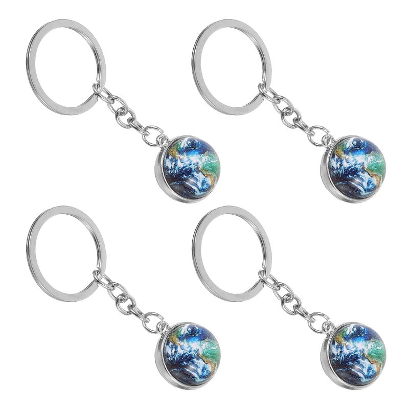 4pcs Planet Keychain: Solar System Key Chain Planet Keyring Glass Earth Globe Car Backpack Charms For Teen Girls Boys Cute Cartoon Car Keychain Accessories - Image 1