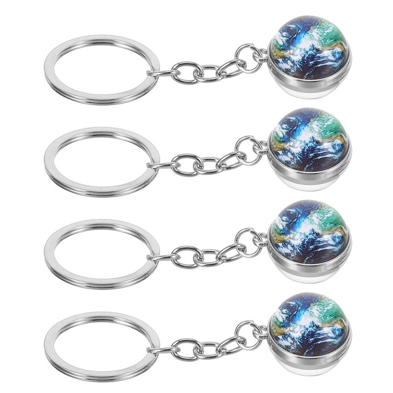 4pcs Planet Keychain: Solar System Key Chain Planet Keyring Glass Earth Globe Car Backpack Charms For Teen Girls Boys Cute Cartoon Car Keychain Accessories - Image 3