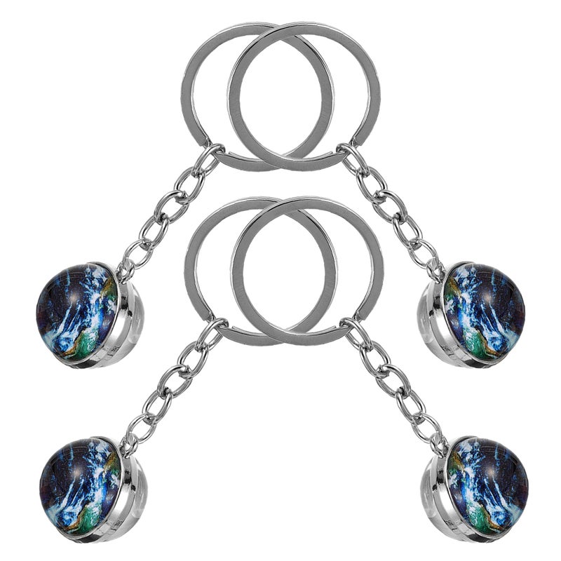 4pcs Planet Keychain: Solar System Key Chain Planet Keyring Glass Earth Globe Car Backpack Charms For Teen Girls Boys Cute Cartoon Car Keychain Accessories - Image 2