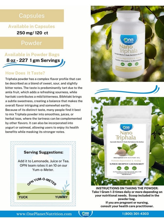 One Planet Nutrition Nano Triphala Powder 8 oz (227 Servings), Extracts of 3 Fruits, Nano for Enhanced Absorption, Supports Digestive System & Gut Health, Non-GMO, Vegan, Gluten Free - Image 4