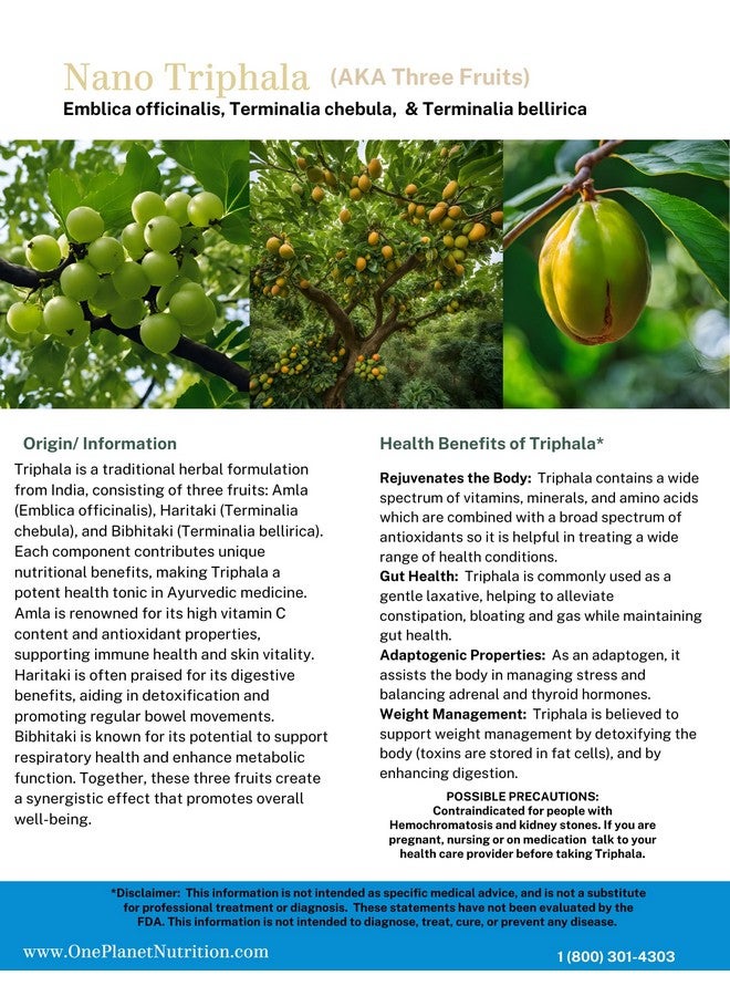 One Planet Nutrition Nano Triphala Powder 8 oz (227 Servings), Extracts of 3 Fruits, Nano for Enhanced Absorption, Supports Digestive System & Gut Health, Non-GMO, Vegan, Gluten Free - Image 5