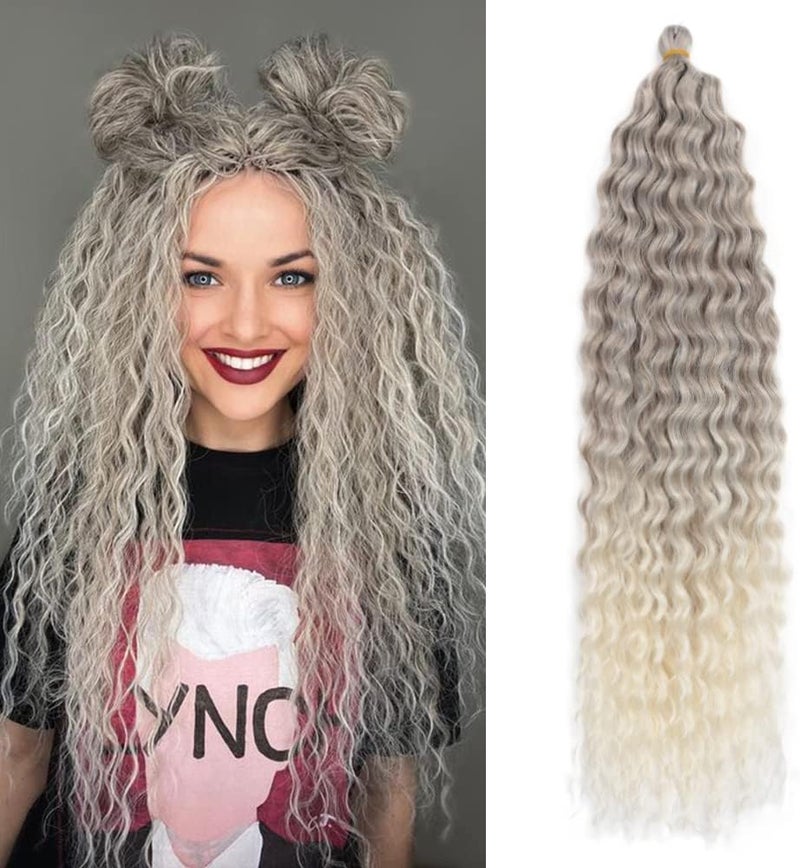 DSOAR Deep Twist Crochet Hair Hair Bundles Water Wave Synthetic Hair Extension Curly Braiding Ombre Curl Braiding Hairpiece, 22 Inch 3 Packs - Image 1
