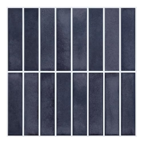 Commomy 10 Pcs Matte Navy Blue Peel and Stick Tile -11.8"X11.8" Ultralight PVC Wall Tile Vertical 3D Stick on Backsplash Tiles for Kitchen,Bathroom,Renters,Interior Decorative Wall Tiles - Image 1