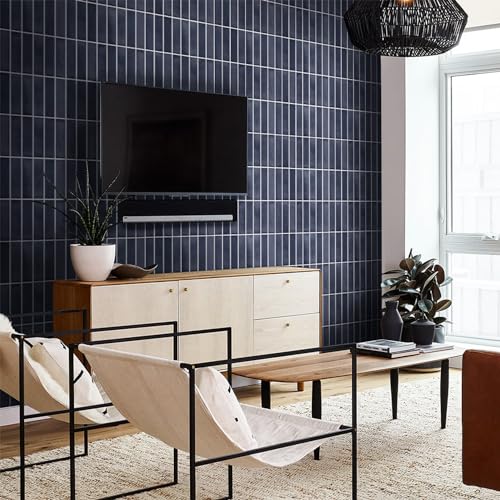 Commomy 10 Pcs Matte Navy Blue Peel and Stick Tile -11.8"X11.8" Ultralight PVC Wall Tile Vertical 3D Stick on Backsplash Tiles for Kitchen,Bathroom,Renters,Interior Decorative Wall Tiles - Image 2