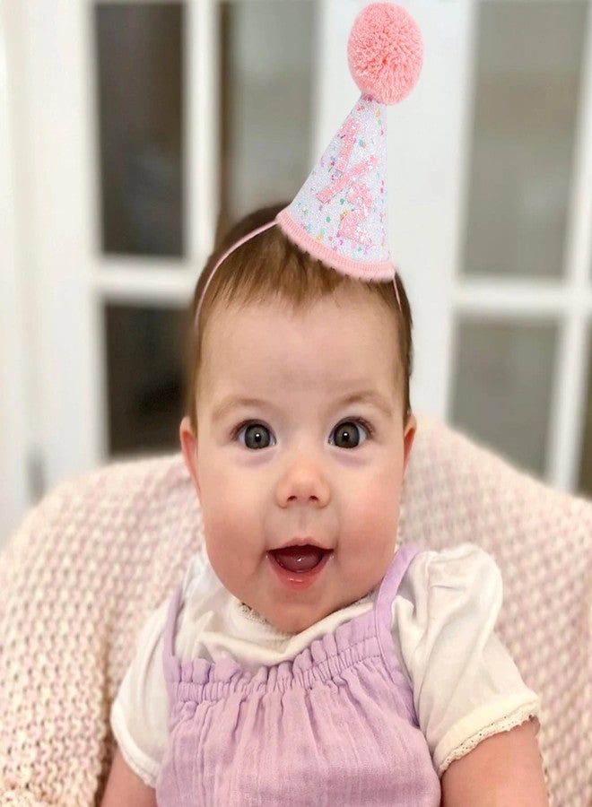 Jissoo Pink Glitter Half Birthday Hat - Six Months Birthday Decorations,Little Princess Cake Smash Party Crown,1/2 Birthday Hat With Colorful Glitter Sequins,Pink Glitter Cone Hat Photo Prop - Image 5