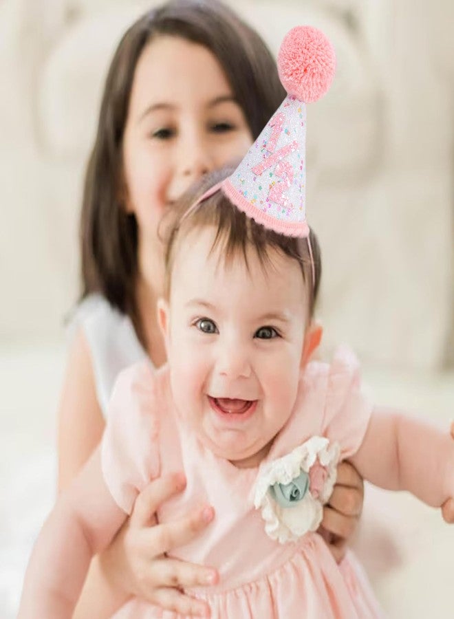 Jissoo Pink Glitter Half Birthday Hat - Six Months Birthday Decorations,Little Princess Cake Smash Party Crown,1/2 Birthday Hat With Colorful Glitter Sequins,Pink Glitter Cone Hat Photo Prop - Image 3