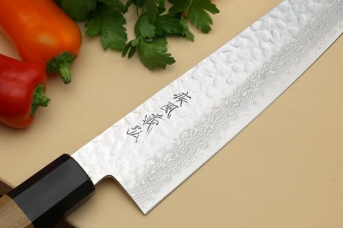 Yoshihiro VG10 46 Layers Hammered Damascus Gyuto Japanese Chefs Knife (Octagonal Ambrosia Handle) (9.5" (240mm) - Image 4