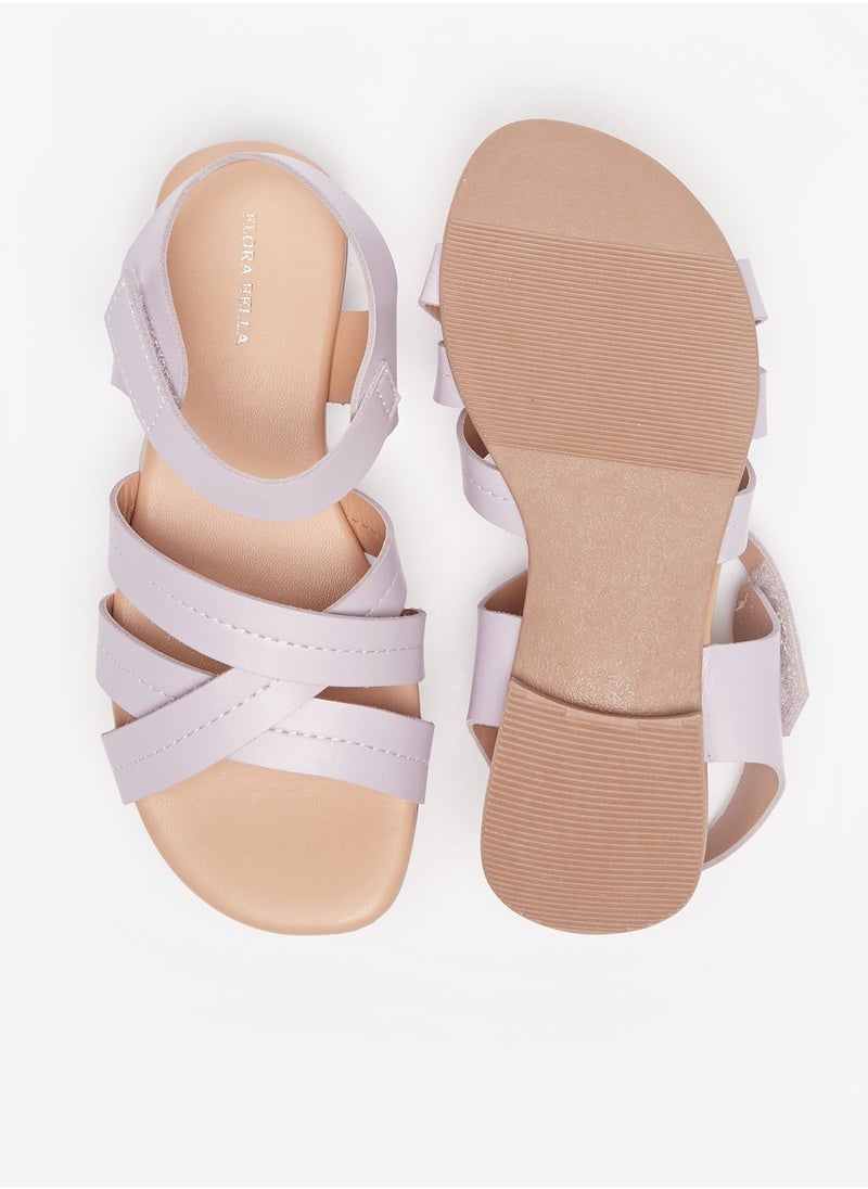 Flora Bella By Shoexpress - Girls Strappy Sandals with Hook and Loop Closure - Image 1