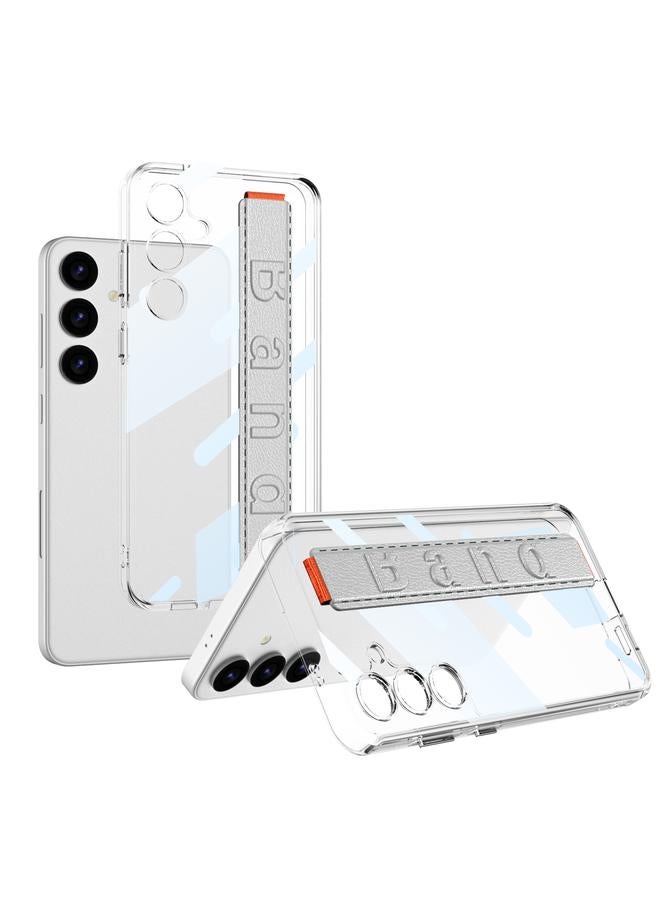 Case For Samsung Galaxy S24+ 5G Space Frame Transparent PC + TPU Phone Case with Wrist Strap