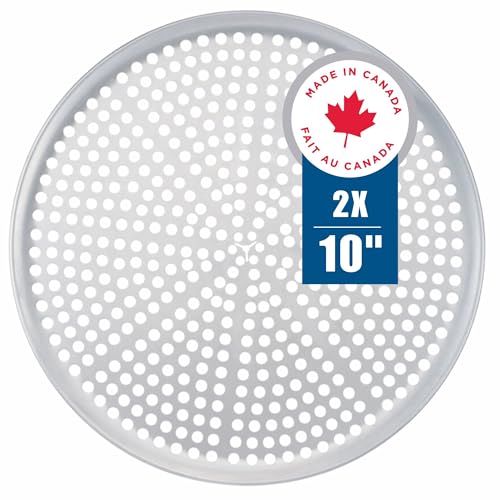 Norjac Pizza Pan with Holes 10 Inch 2 Pack Aluminum Pans for Oven Round RustFree  HeavyDuty Perforated Baking Tray for Crispy Crust