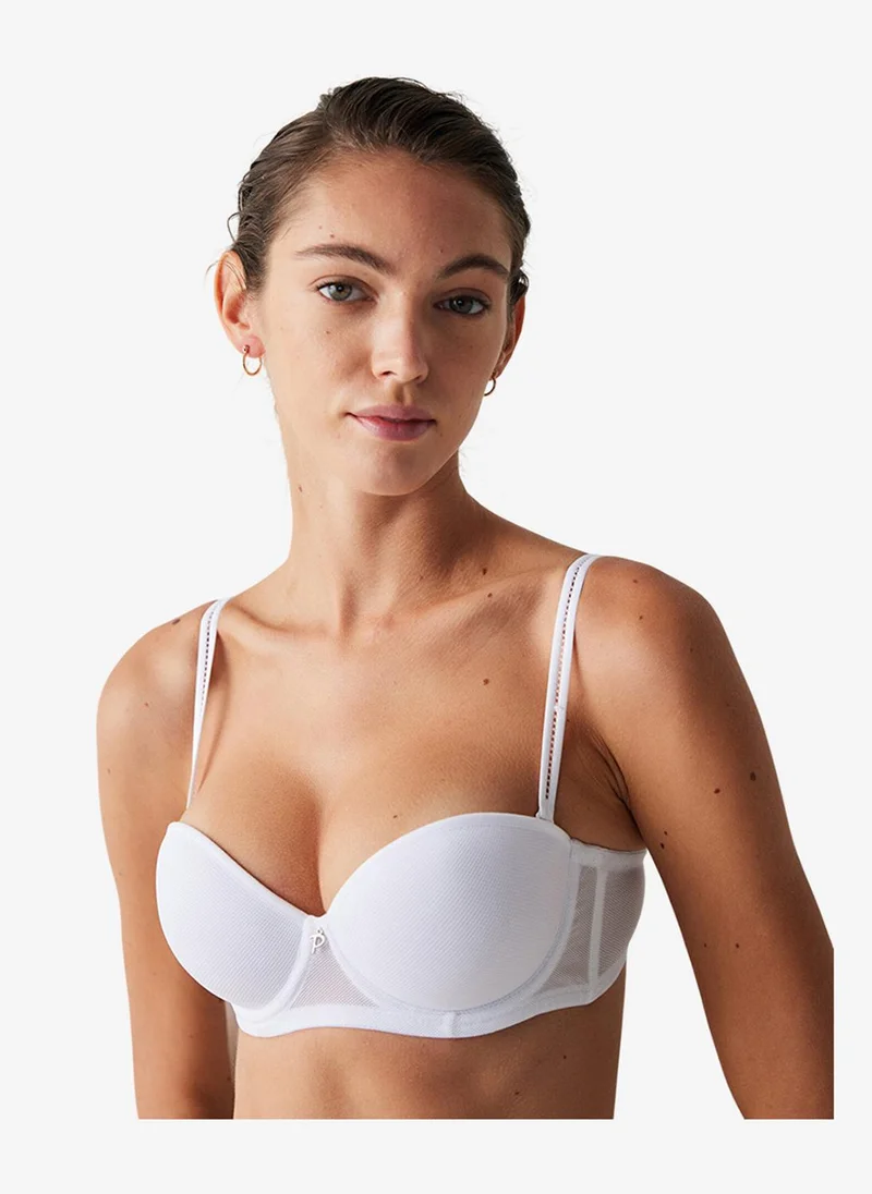 بنتي Women Pop Up White Strapless Wired Padded Bra