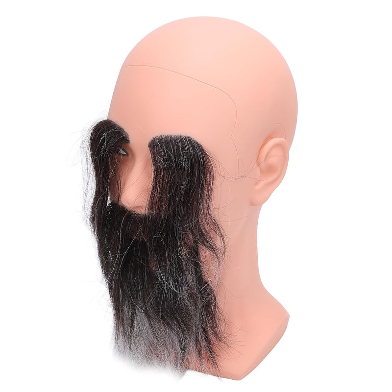 Barber Bald Mannequin Head with Long Beard Eyebrows Reusable Resin PVC for Training and Presentation - Image 2