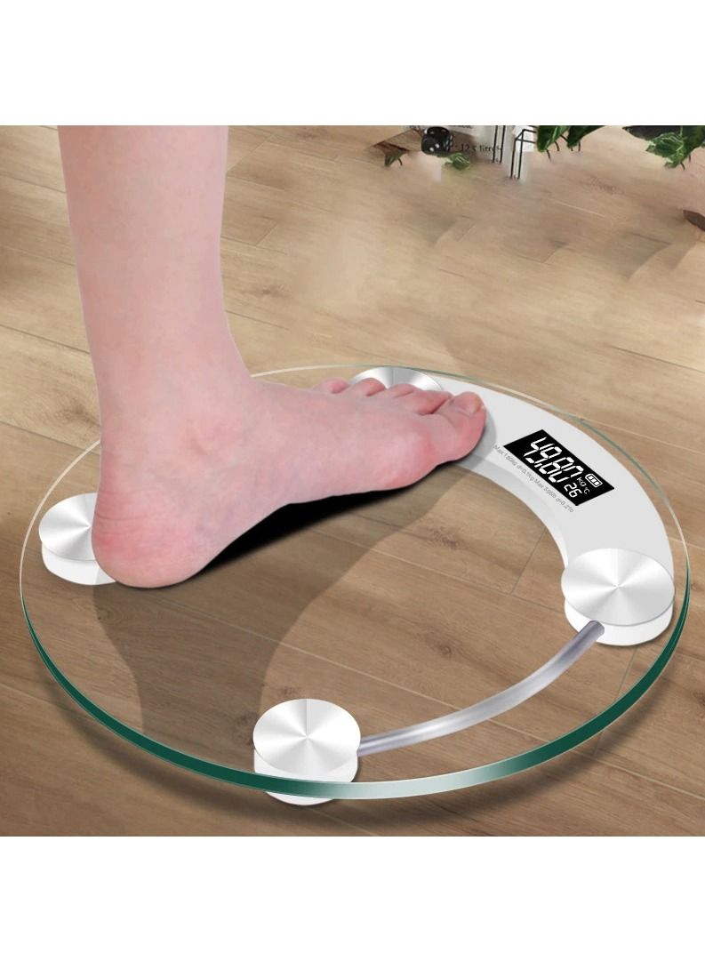 Round Electronic Weight Scale LCD Display Toughened Glass 180kg Gym Bathroom Smart Body Weighing Digital Scale Diameter 26/28cm - Image 1