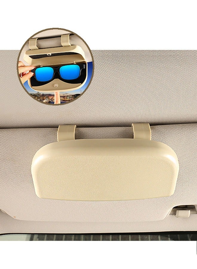 Sunglasses Holder for Car Visor, Universal Car Visor Sunglass Case, Auto Eyeglasses Organizer Protective Box (Off White) - Image 1