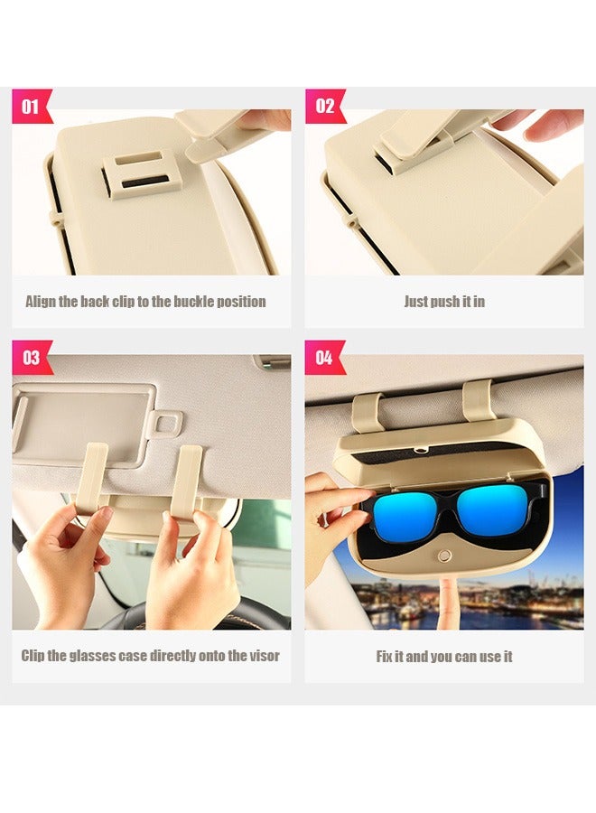 Sunglasses Holder for Car Visor, Universal Car Visor Sunglass Case, Auto Eyeglasses Organizer Protective Box (Off White) - Image 5