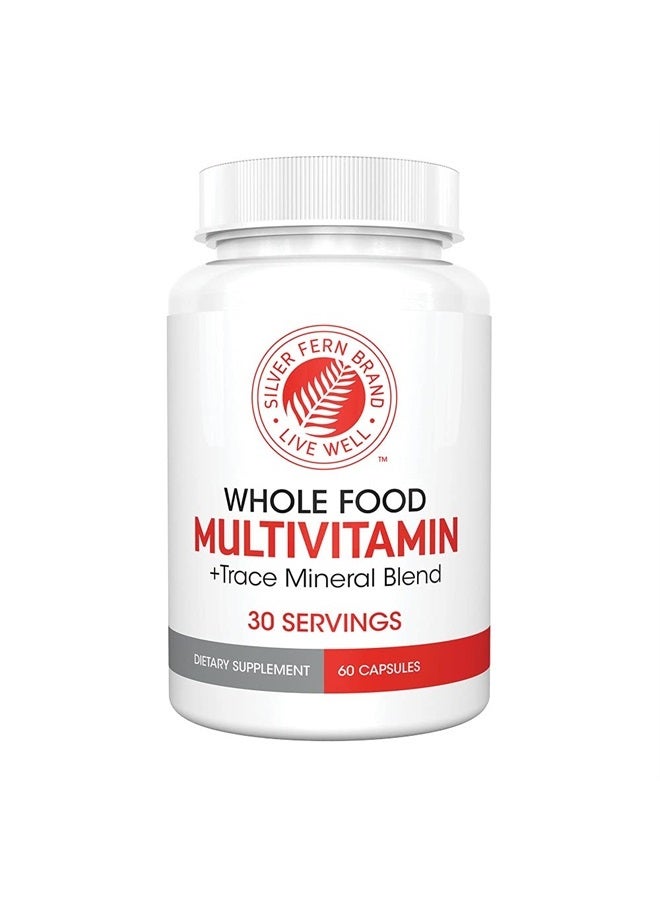 Silver Fern Whole Food Daily Multi Vitamin w/ Trace Mineral Blend Supplement - 1 Bottle - 60 Vegicaps - 30 Day Supply - Natural, Non-GMO, Vegan, Men's & Women's Multivitamin - Zero Synthetics - Image 1