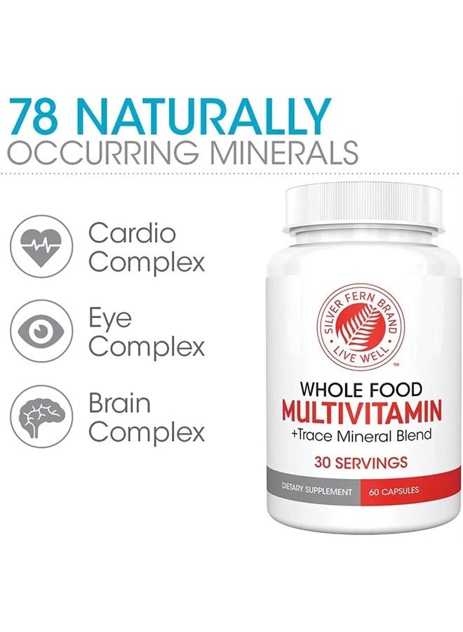 Silver Fern Whole Food Daily Multi Vitamin w/ Trace Mineral Blend Supplement - 1 Bottle - 60 Vegicaps - 30 Day Supply - Natural, Non-GMO, Vegan, Men's & Women's Multivitamin - Zero Synthetics - Image 2