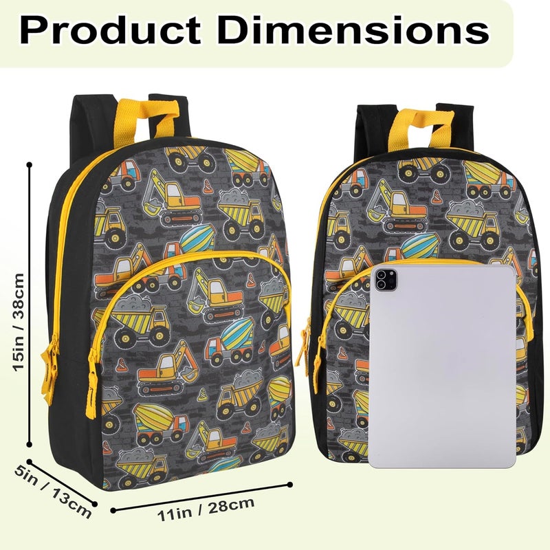 Trailmaker 15 Inch Kids Backpacks for Boys & Girls | Preschool, Kindergarten, Elementary School Backpacks with Adjustable, Padded Straps (Tough Trucks) - Image 5